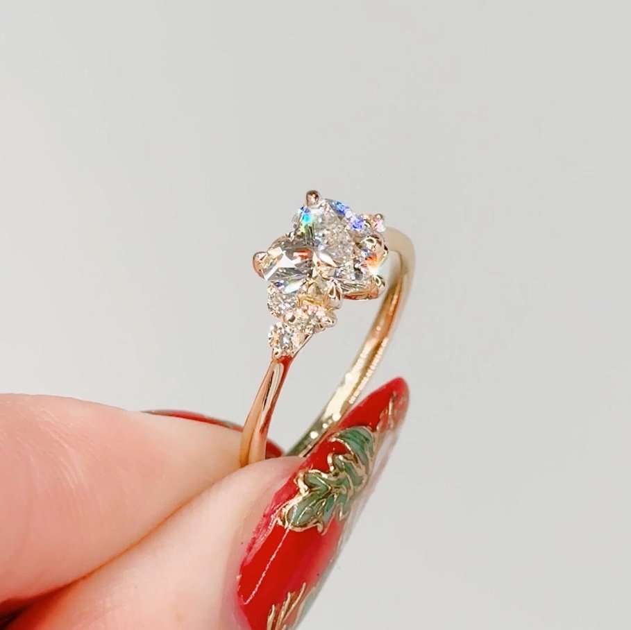 1.21ct D-VS1 Heart Lab Diamond Lindsey Engagement Rings Princess Bride Diamonds 