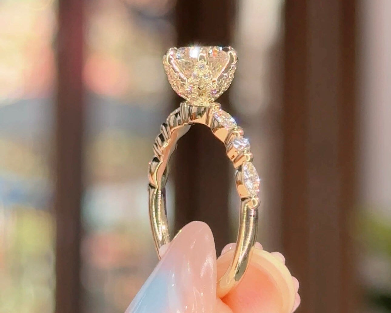 1.21ct D-VVS1 Round Lab Diamond Ren Engagement Rings Princess Bride Diamonds 