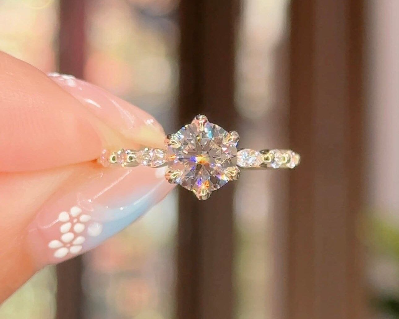 1.21ct D-VVS1 Round Lab Diamond Ren Engagement Rings Princess Bride Diamonds 