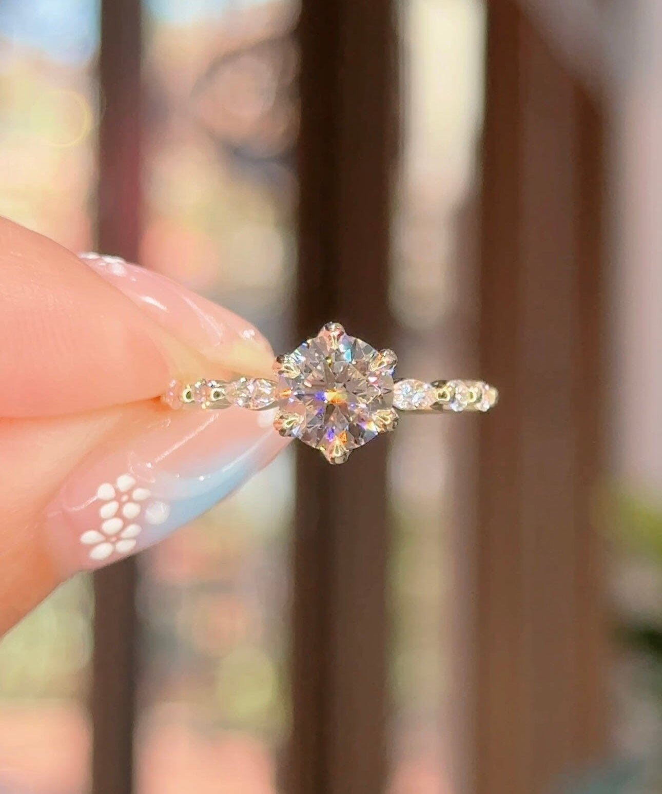 1.21ct D-VVS1 Round Lab Diamond Ren Engagement Rings Princess Bride Diamonds 