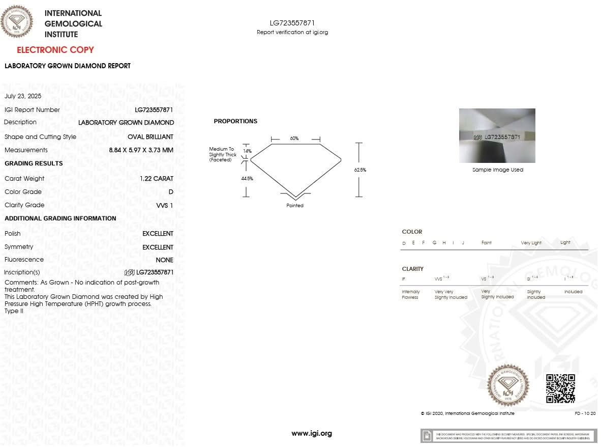 1.22ct D - VVS1 Oval Lab Diamond Nova - PBD Engagement Rings