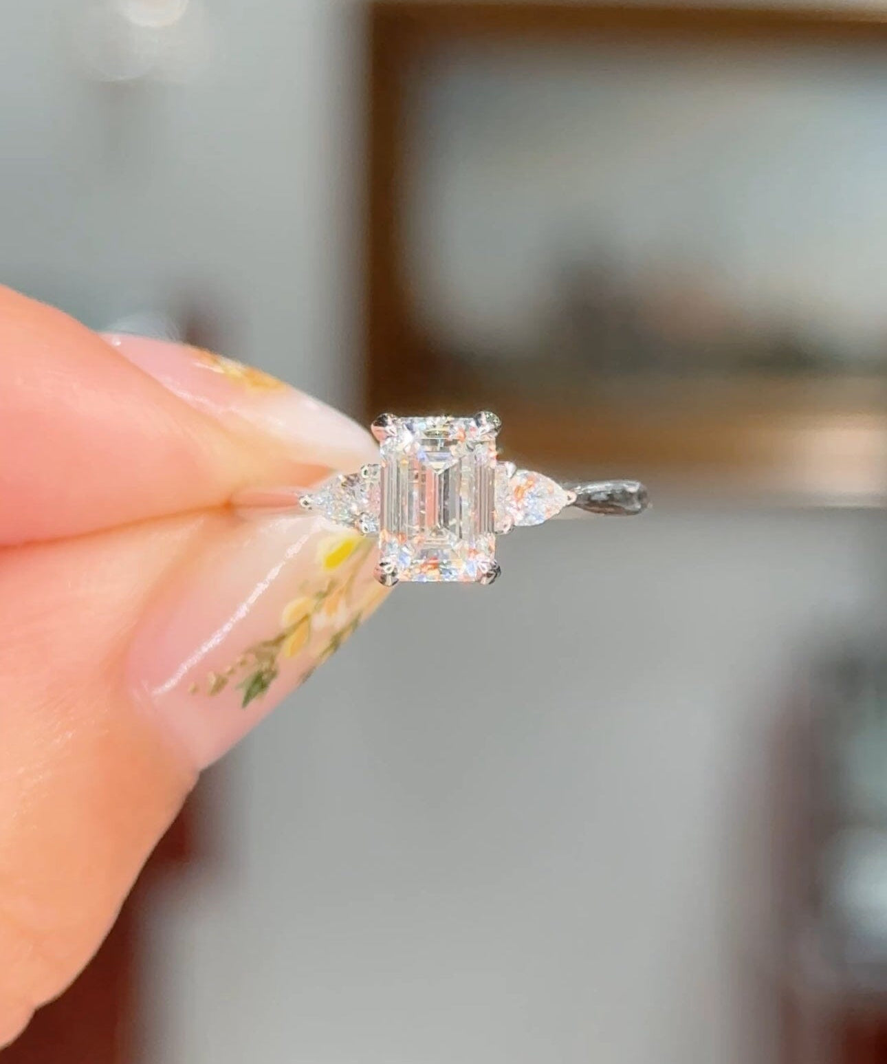1.22ct E-VS1 Emerald Lab Diamond Petite Gracie Engagement Rings Princess Bride Diamonds 