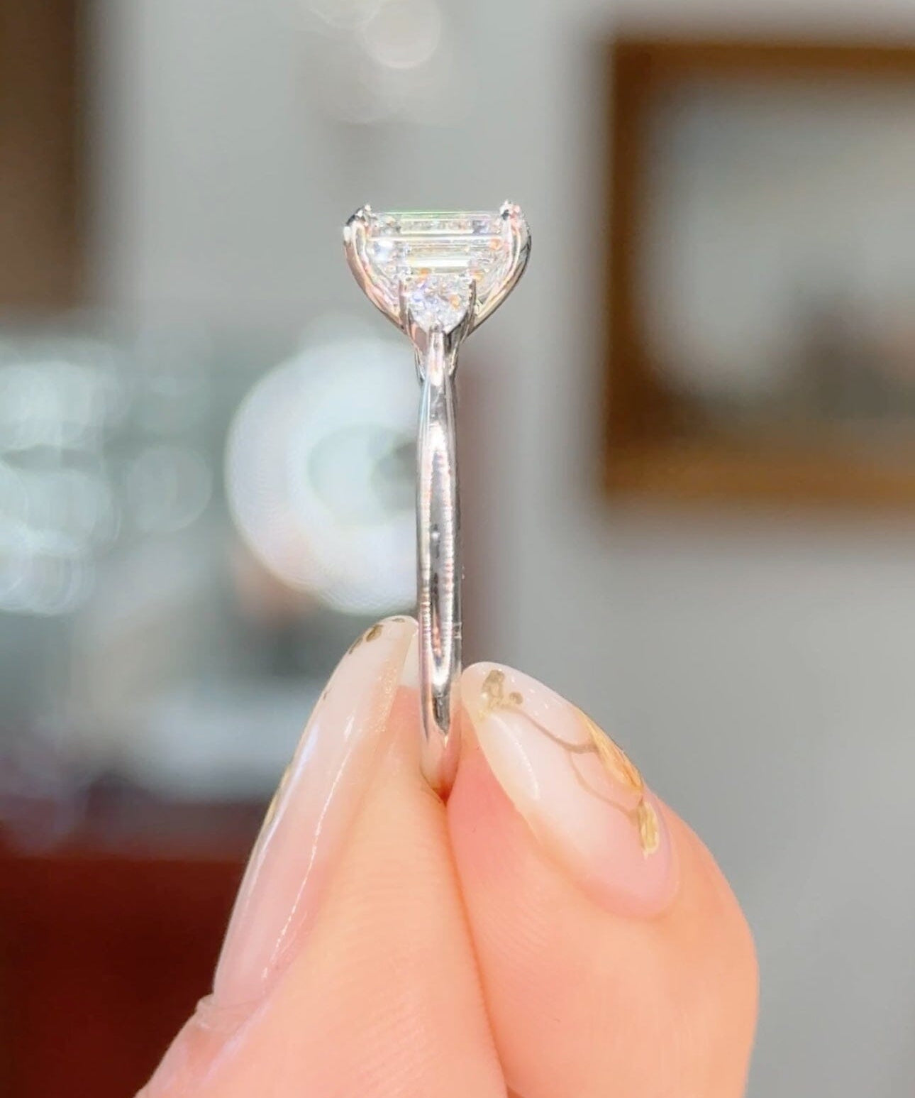1.22ct E-VS1 Emerald Lab Diamond Petite Gracie Engagement Rings Princess Bride Diamonds 