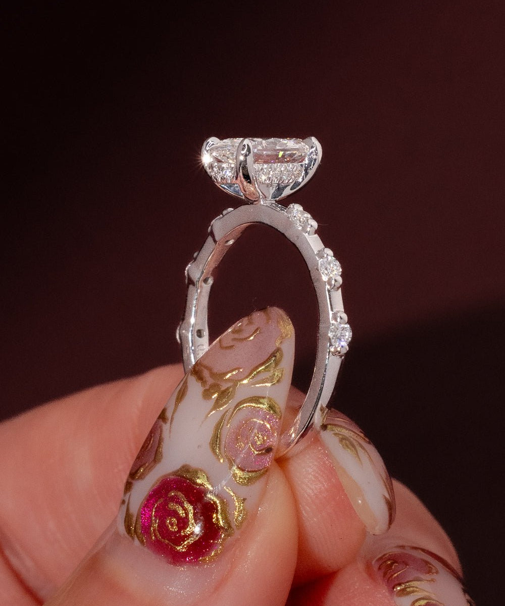 1.24ct D - VVS1 Oval Lab Diamond Daisy - PBD Engagement Rings