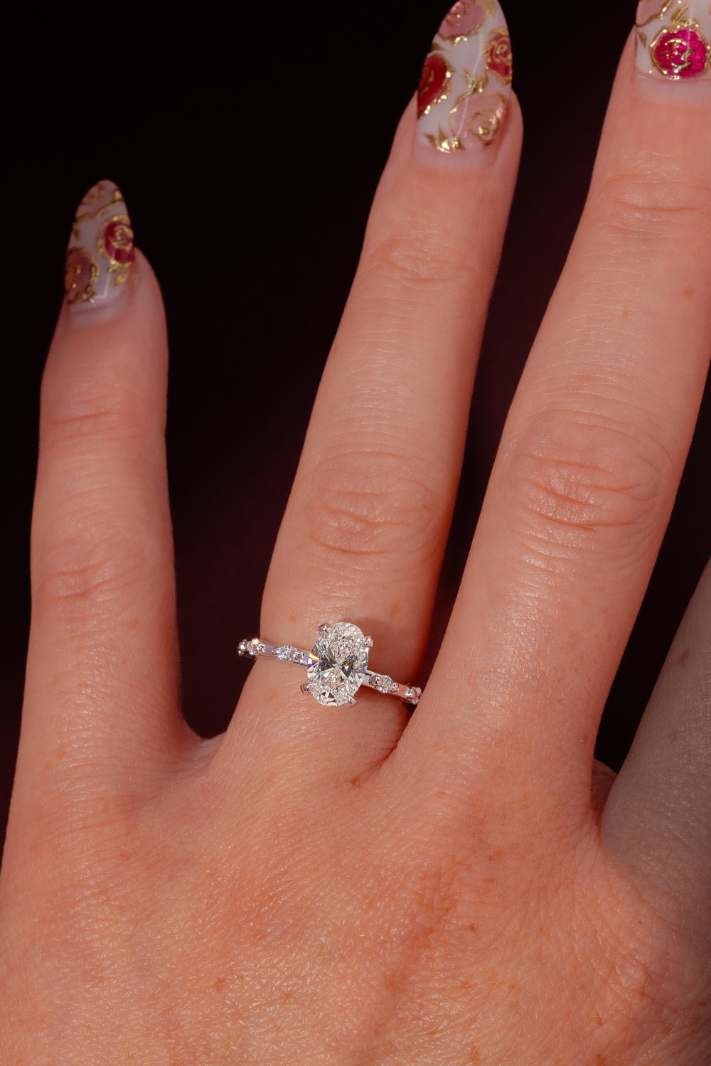 1.24ct D - VVS1 Oval Lab Diamond Daisy - PBD Engagement Rings