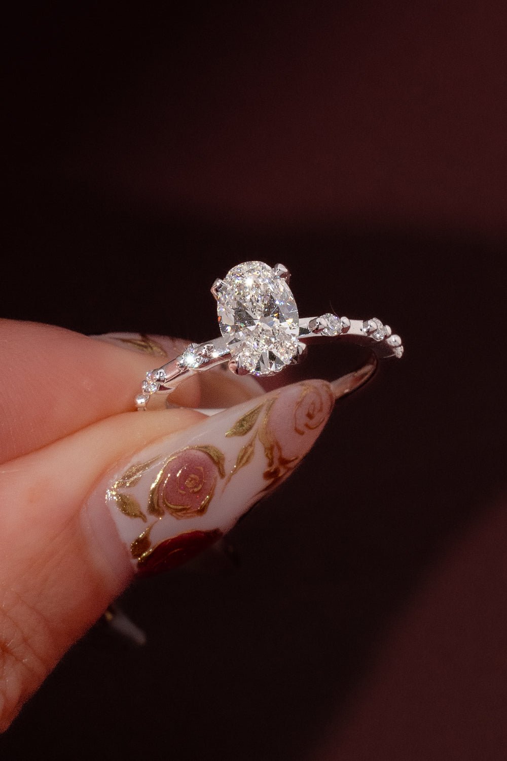 1.24ct D - VVS1 Oval Lab Diamond Daisy - PBD Engagement Rings