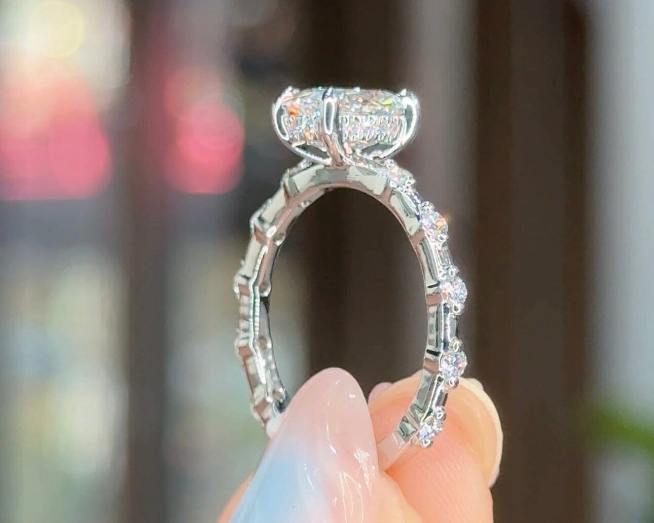 1.25ct D-VS1 Oval Lab Diamond Daisy Engagement Rings Princess Bride Diamonds 
