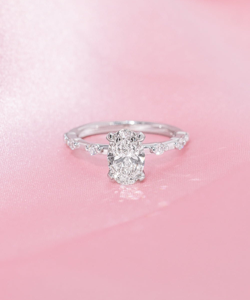 1.25ct D - VVS2 Oval Lab Diamond Daisy - PBD Engagement Rings