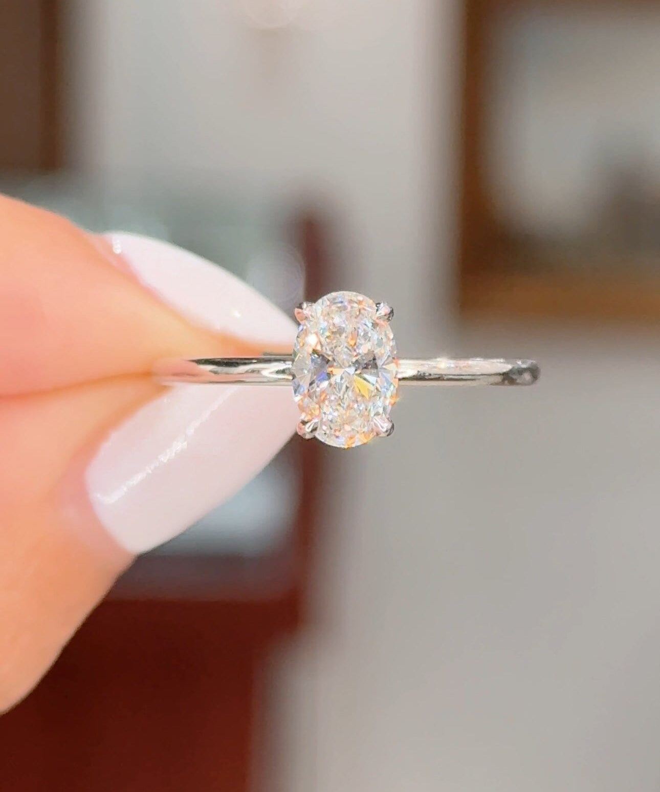 1.25ct E-VS1 Oval Lab Diamond Kayla Engagement Rings Princess Bride Diamonds 