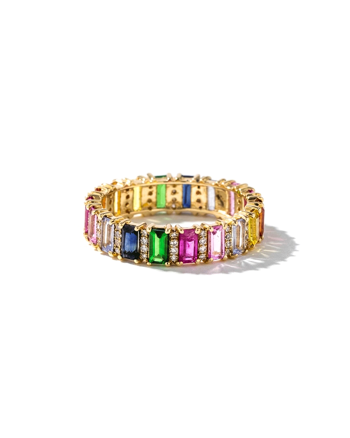 Rainbow Gemstone Eternity Band