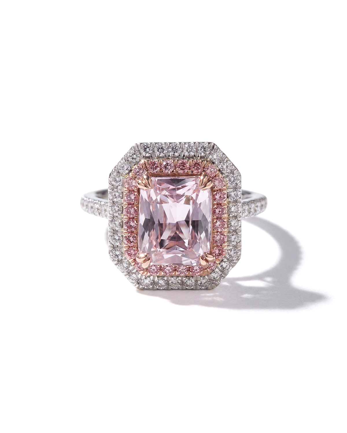 3.56ct Radiant Natural Pink Sapphire Ring