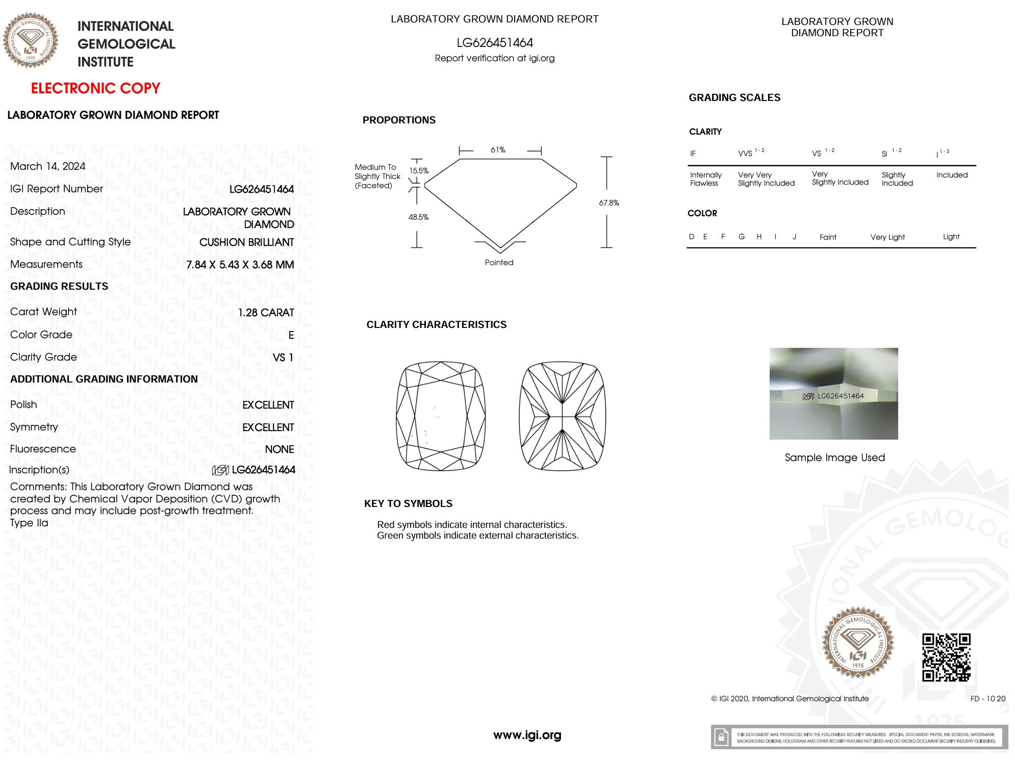 1.28 Carat E-VS1 Elongated Cushion Lab Grown Diamond - IGI (#5277) Loose Diamond Princess Bride Diamonds 