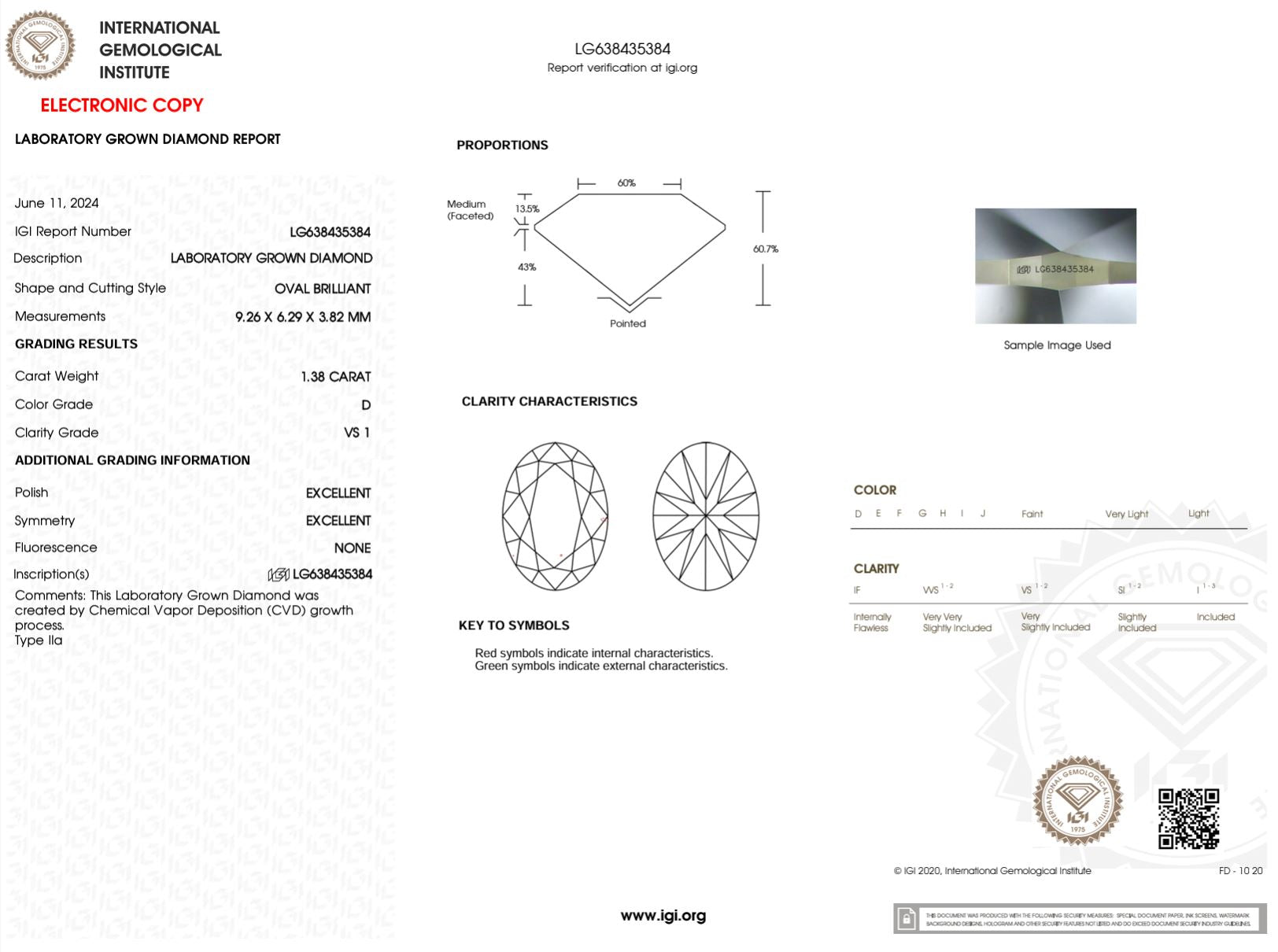 1.38 Carat D-VS1 Oval Lab Grown Diamond - IGI (#50393) Loose Diamond Princess Bride Diamonds 