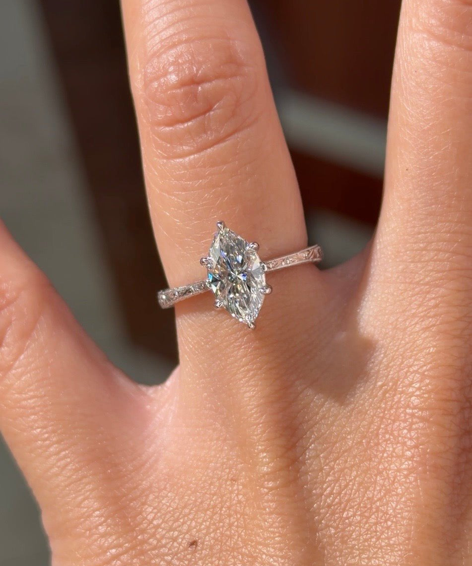 1.38ct E-VS1 Marquise Lab Diamond Margaret - PBD Engagement Rings