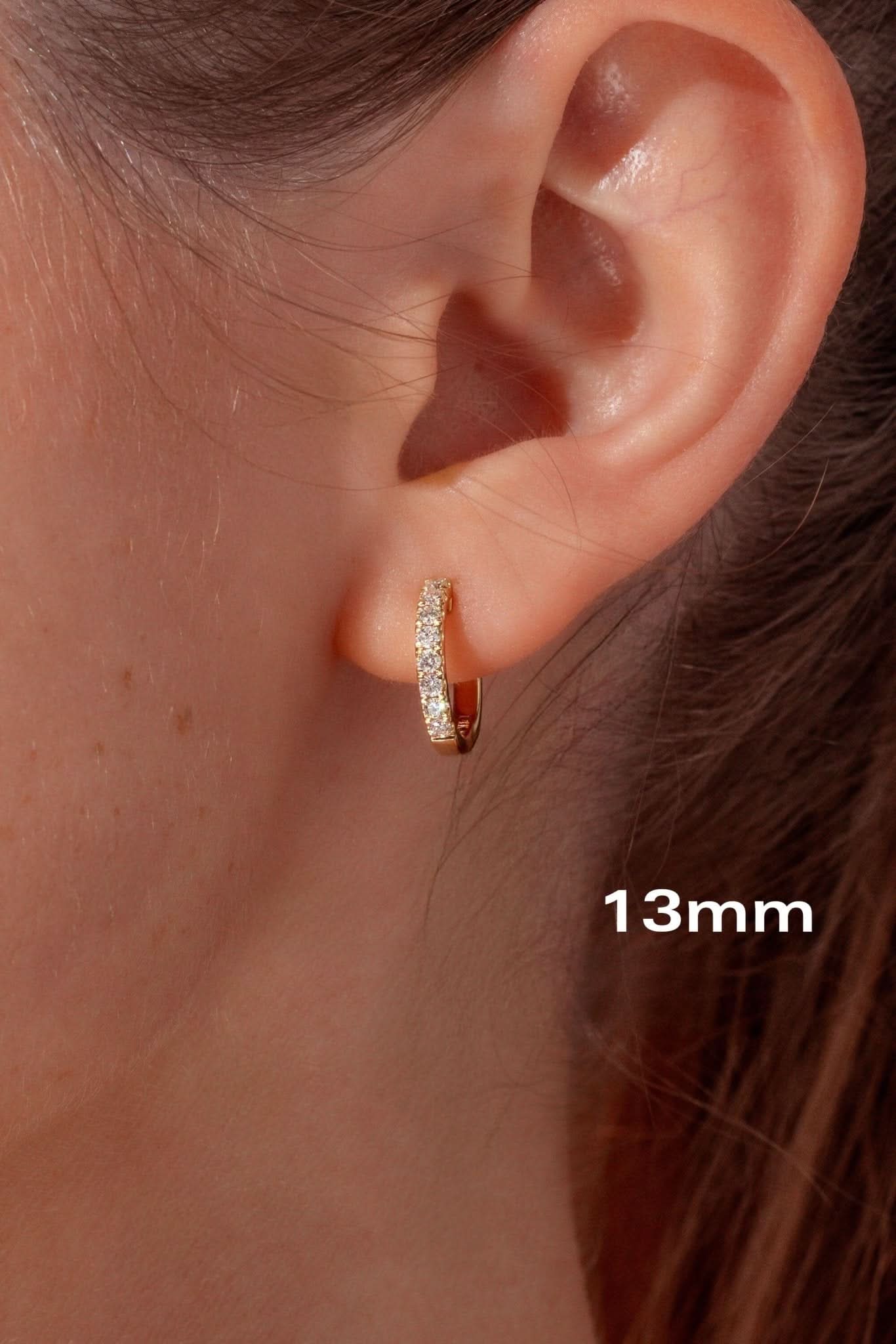 13x2mm Core Pavé Hoop 14k Yellow - PBD Earrings