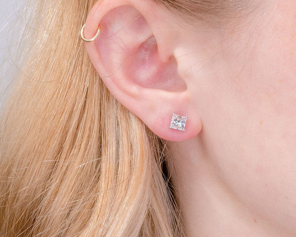 1.40cttw Princess D SI1 Natural Diamond Studs Earrings Princess Bride Diamonds 