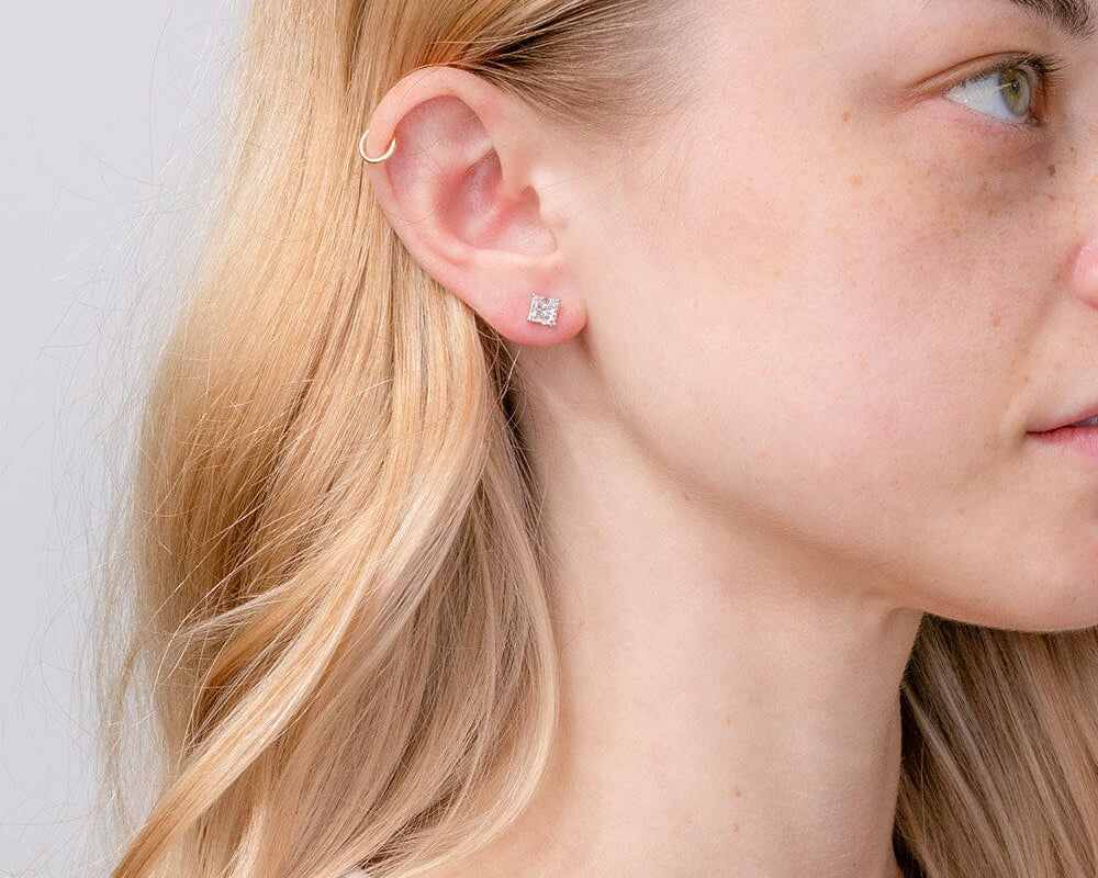 1.40cttw Princess D SI1 Natural Diamond Studs Earrings Princess Bride Diamonds 