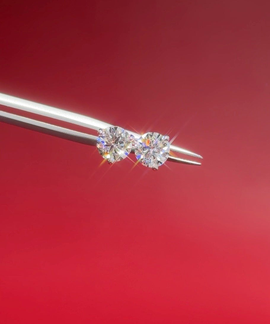 1.42ct D - VVS1 Core Round Lab Diamond Martini Studs - PBD Earrings
