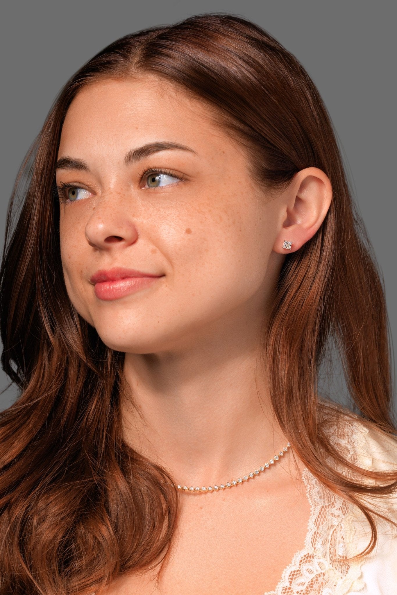 1.42ct I - SI1 Core Princess Natural Diamond Studs - PBD Earrings