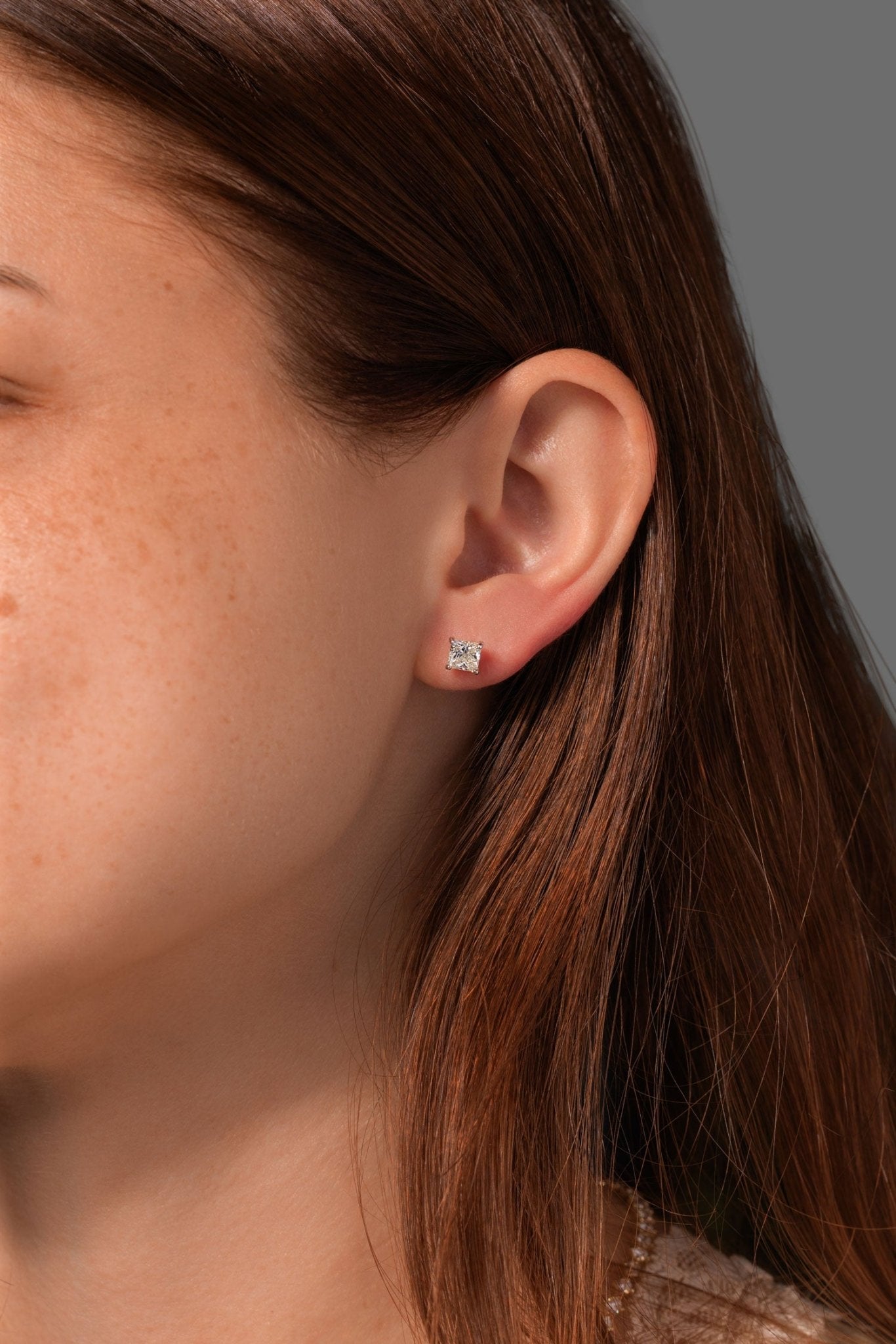 1.42ct I - SI1 Core Princess Natural Diamond Studs - PBD Earrings