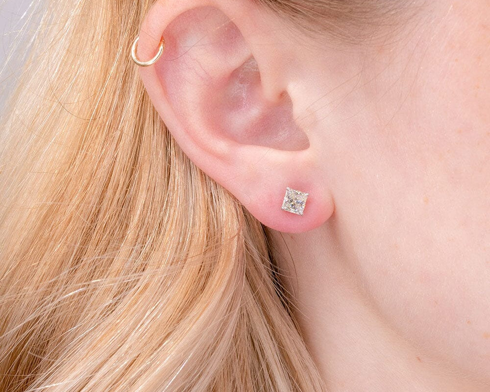 1.42cttw Princess I-SI1 Natural Martini Diamond Studs Earrings Princess Bride Diamonds 