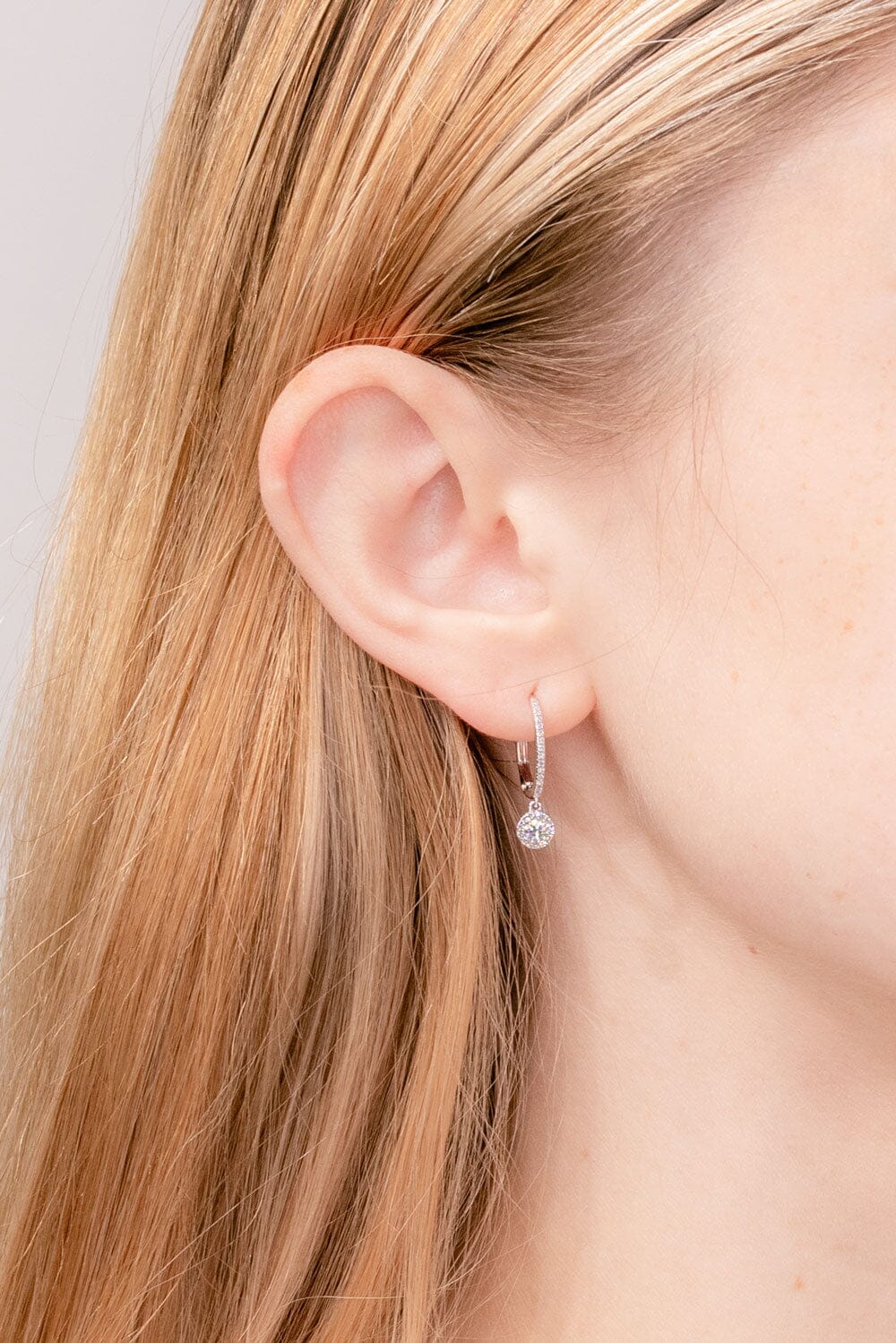 14k White Gold Diamond Drop Halo Earrings Earrings Princess Bride Diamonds 