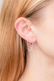 14k White Gold & Diamond Hoop Danglers Earrings Princess Bride Diamonds 