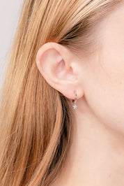 14k White Gold & Diamond Star Dangles Earrings Princess Bride Diamonds 