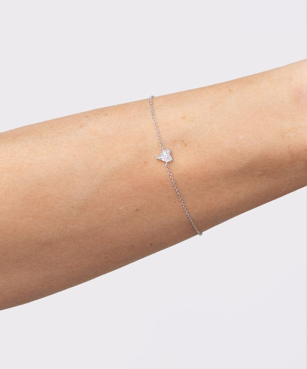 14k White Gold Pavé Heart Bracelet Bracelets Princess Bride Diamonds 