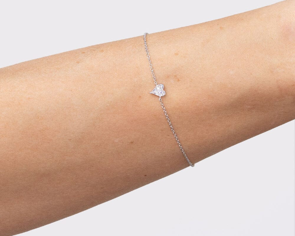 14k White Gold Pavé Heart Bracelet Bracelets Princess Bride Diamonds 