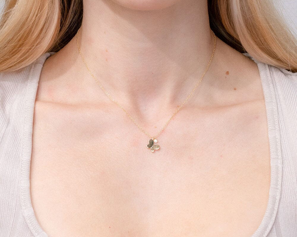 14k Yellow Gold Butterfly Necklace Necklaces Princess Bride Diamonds 