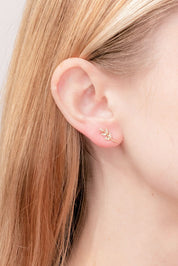 14k Yellow Gold & Diamond Branch Studs Earrings Princess Bride Diamonds 
