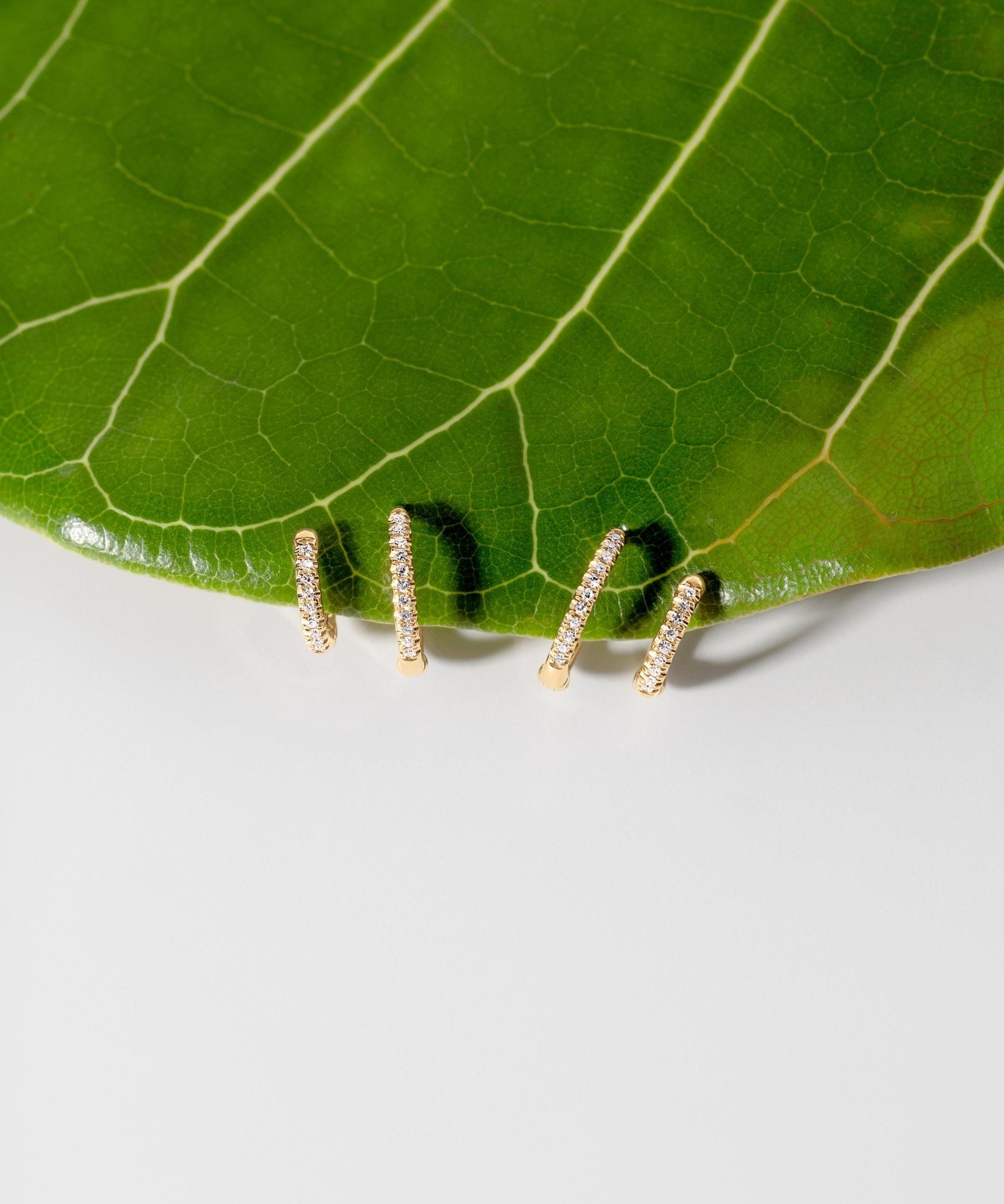 14k Yellow Gold & Diamond Double Huggies - PBD Earrings