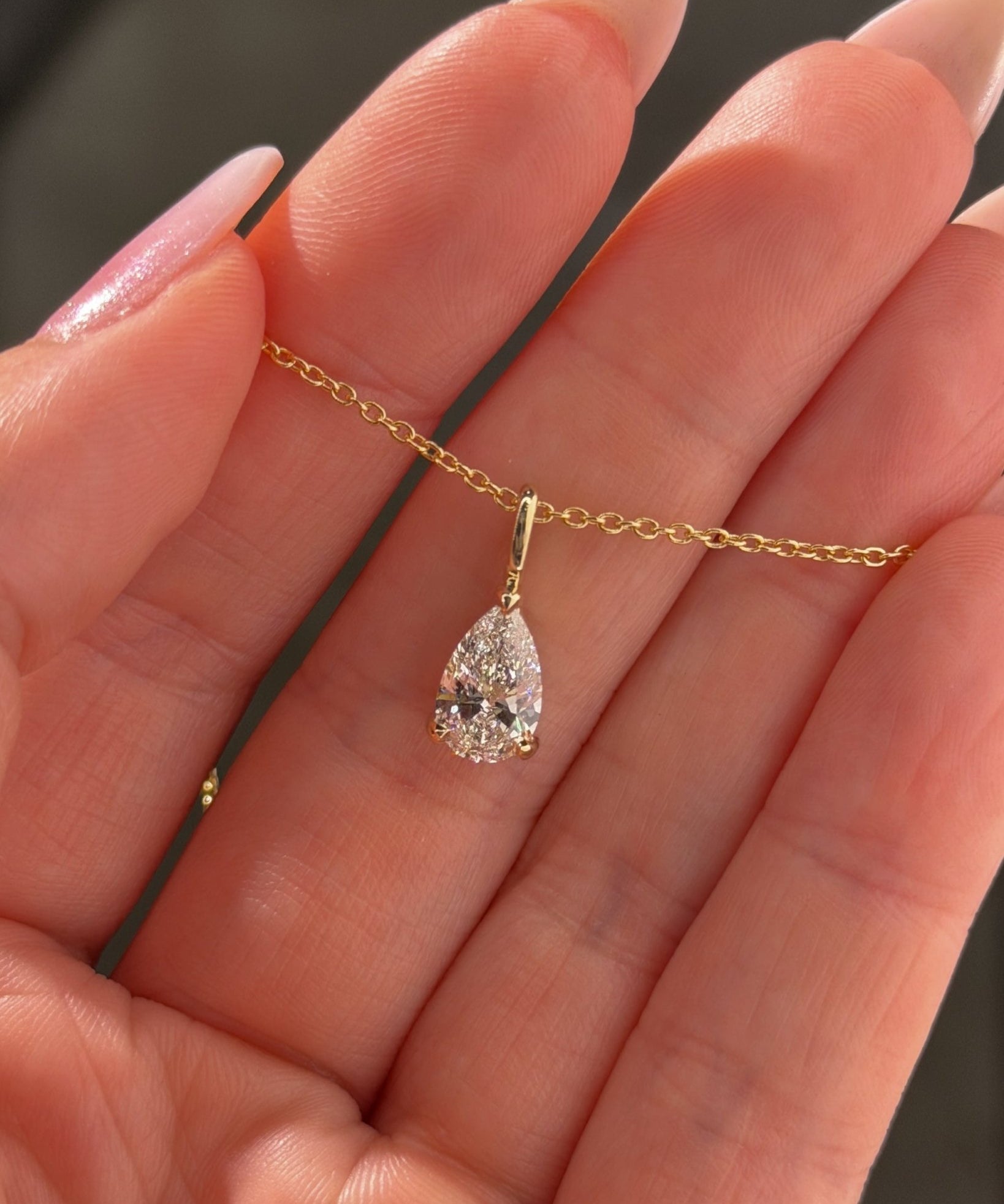 1.50ct Brandi Slider Pear Necklace Yellow Gold - PBD Necklaces