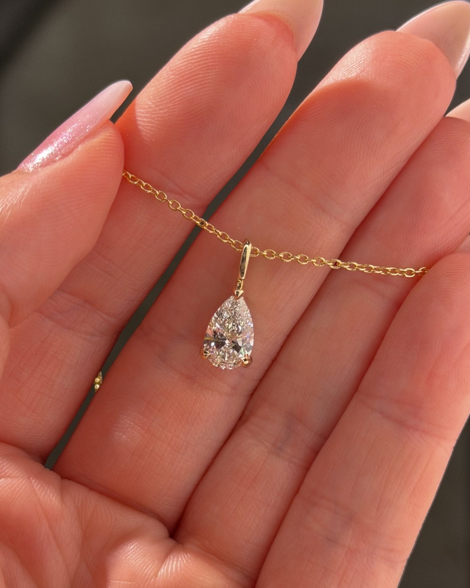 1.50ct Brandi Slider Pear Necklace Yellow Gold - PBD Necklaces