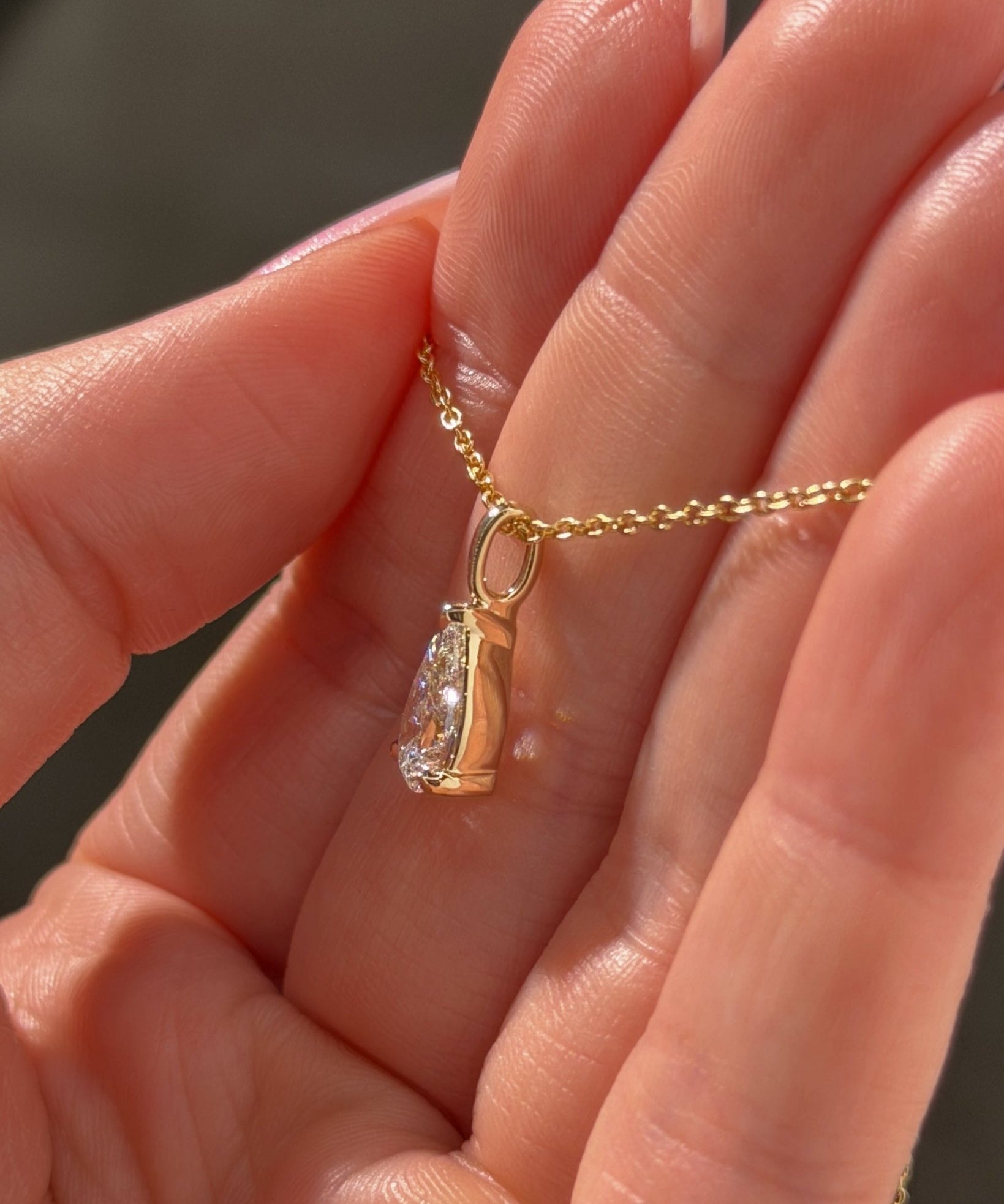 1.50ct Brandi Slider Pear Necklace Yellow Gold - PBD Necklaces
