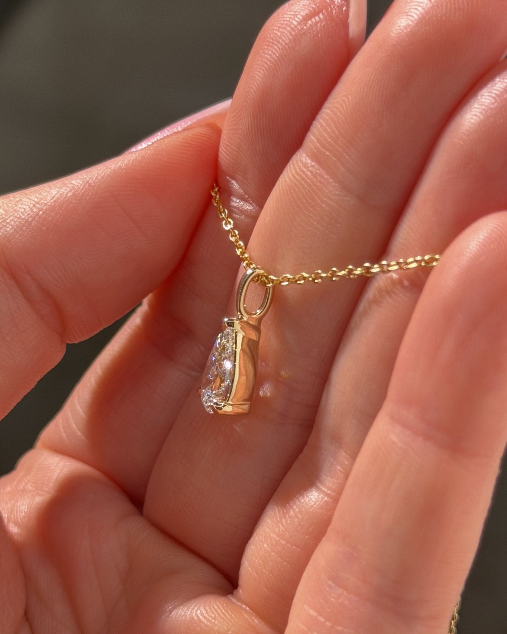 1.50ct Brandi Slider Pear Necklace Yellow Gold - PBD Necklaces