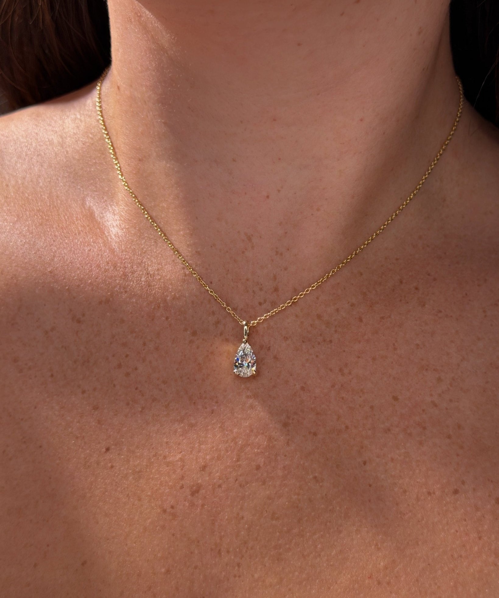 1.50ct Brandi Slider Pear Necklace Yellow Gold - PBD Necklaces