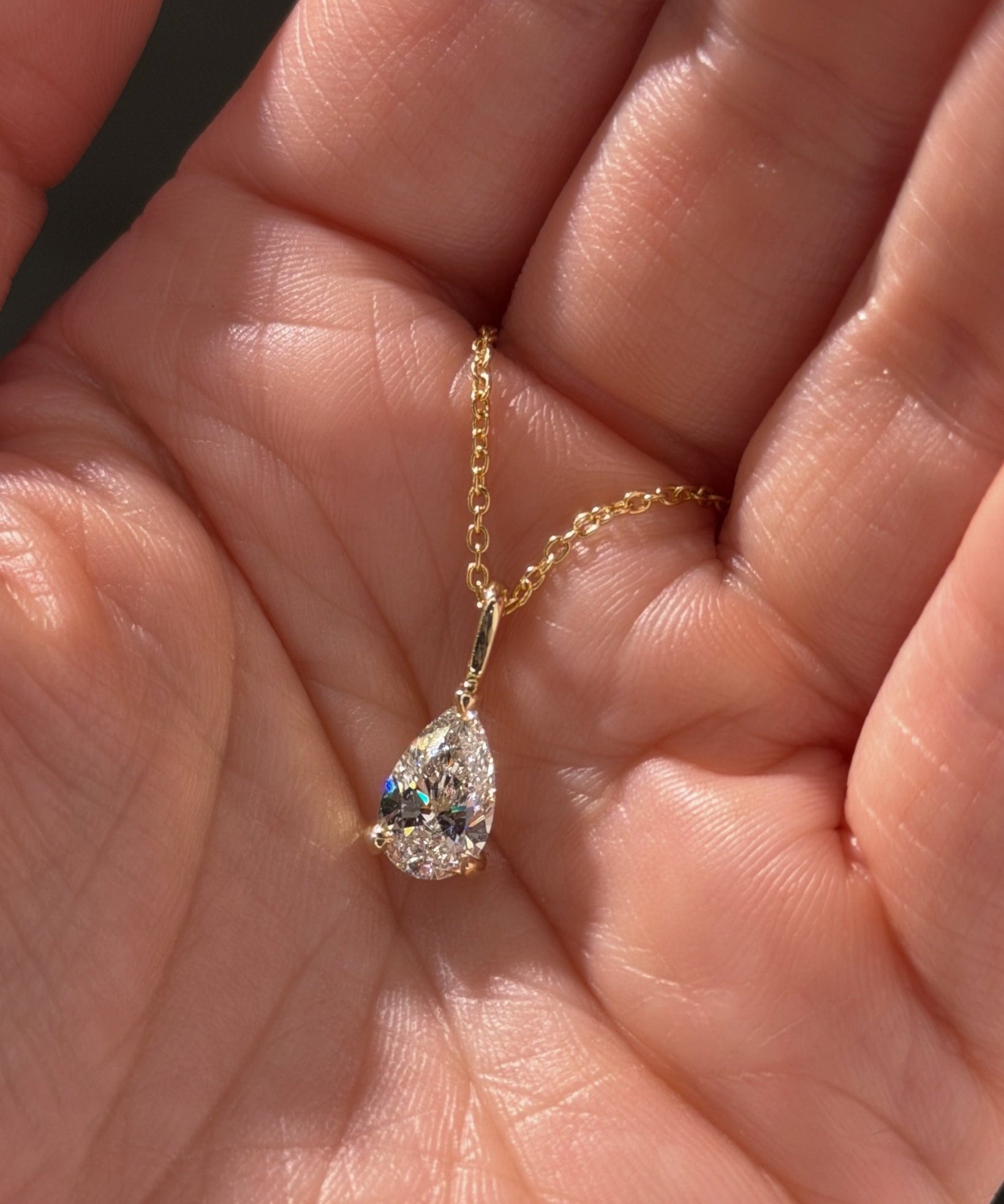 1.50ct Brandi Slider Pear Necklace Yellow Gold - PBD Necklaces