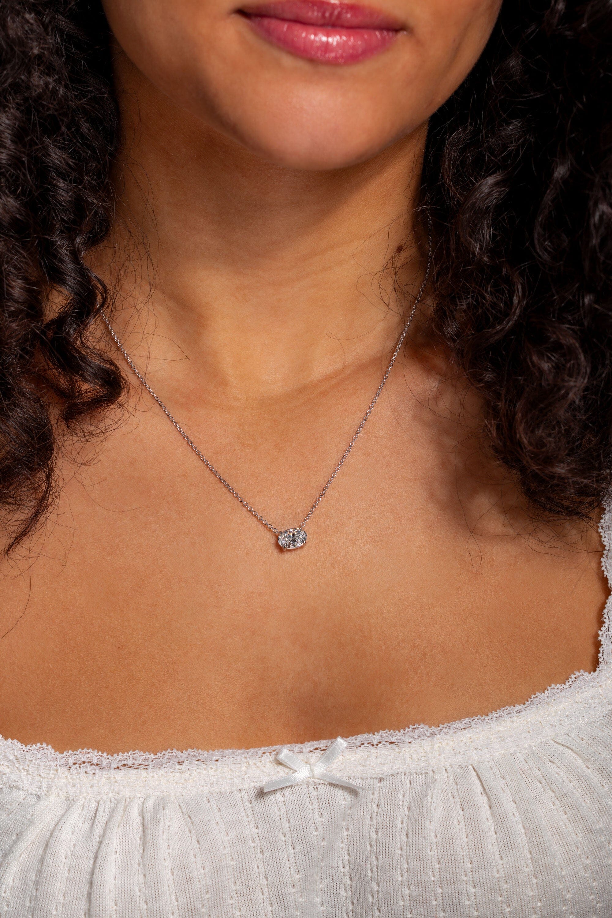 1.50ct D VS1 Oval Lab Diamond Brandi Pendant Necklaces Princess Bride Diamonds 