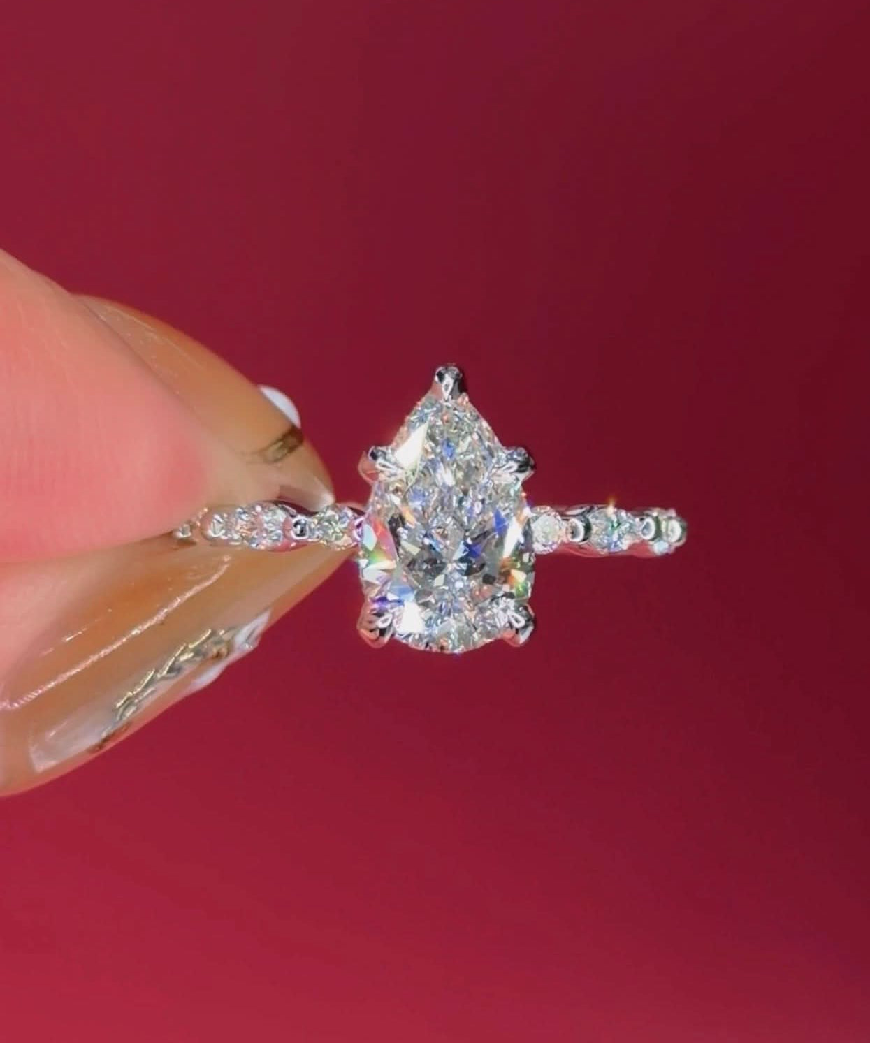 1.50ct D - VS1 Pear Lab Diamond Rei - PBD Engagement Rings