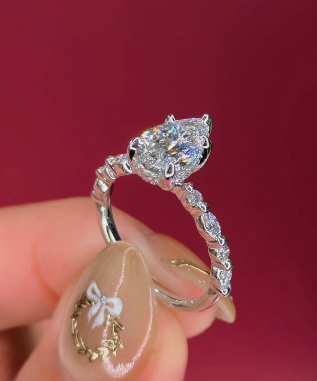1.50ct D - VS1 Pear Lab Diamond Rei - PBD Engagement Rings