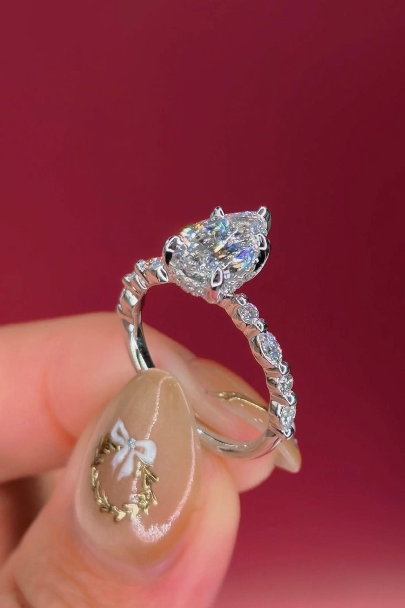 1.50ct D - VS1 Pear Lab Diamond Rei - PBD Engagement Rings