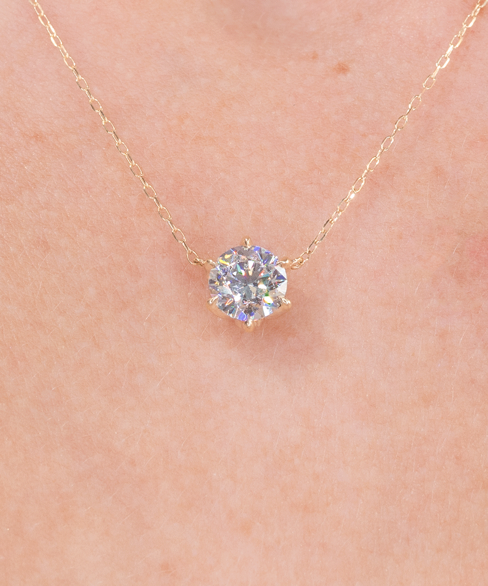 1.50ct D-VS1 Round Lab Diamond Caraline Pendant Necklaces Princess Bride Diamonds 