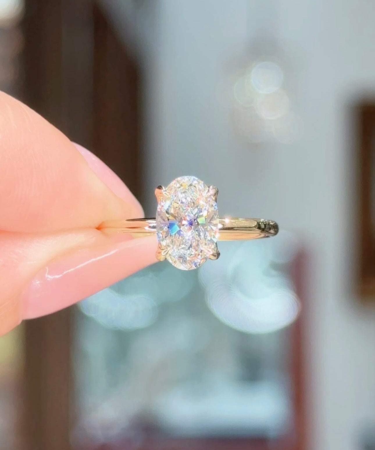 1.50ct E-VS1 Oval Lab Diamond Caraline Engagement Rings Princess Bride Diamonds 