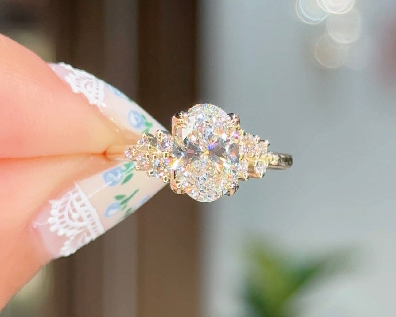 1.50ct E-VS1 Oval Lab Diamond Nova Engagement Rings Princess Bride Diamonds 