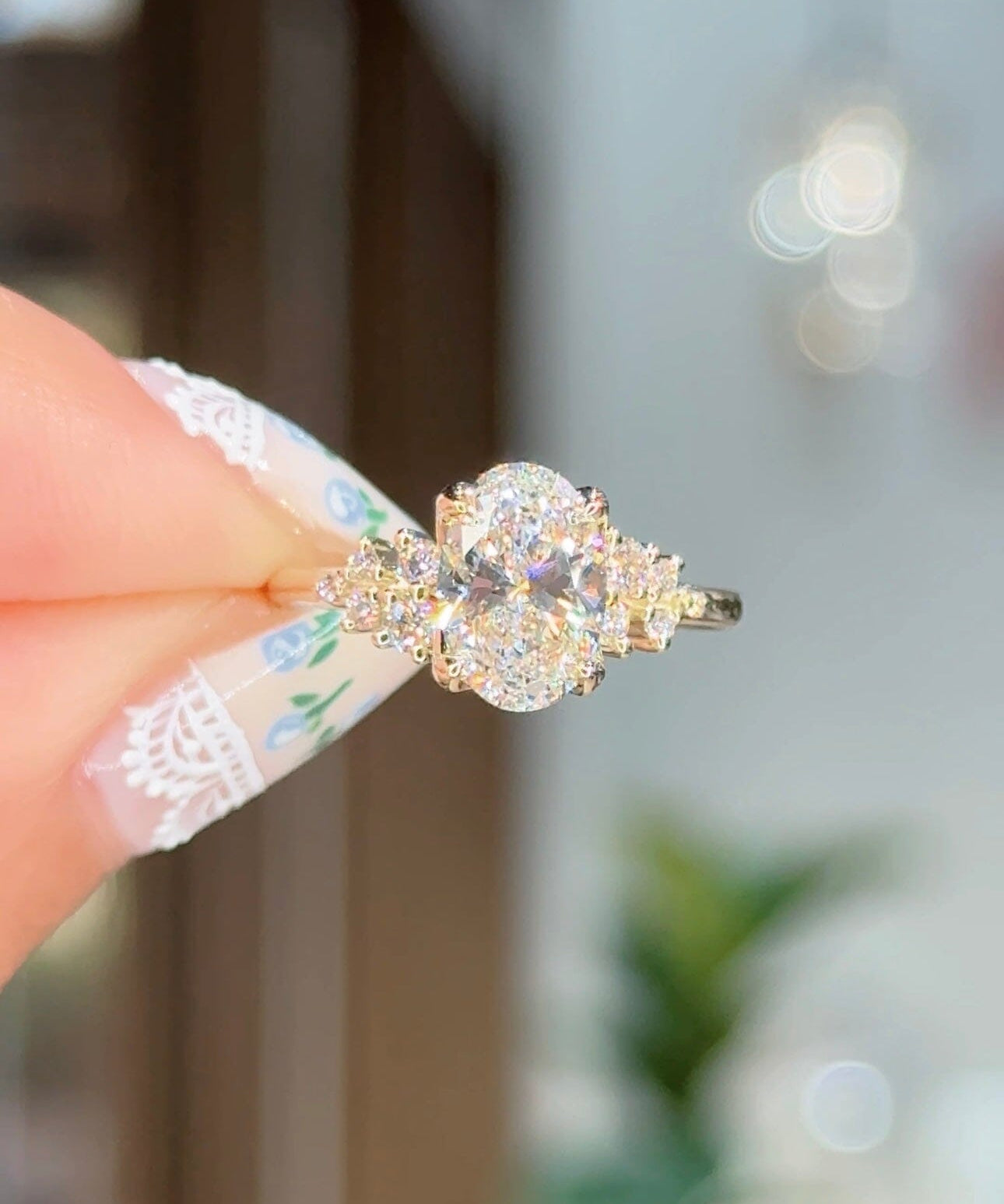 1.50ct E-VS1 Oval Lab Diamond Nova Engagement Rings Princess Bride Diamonds 