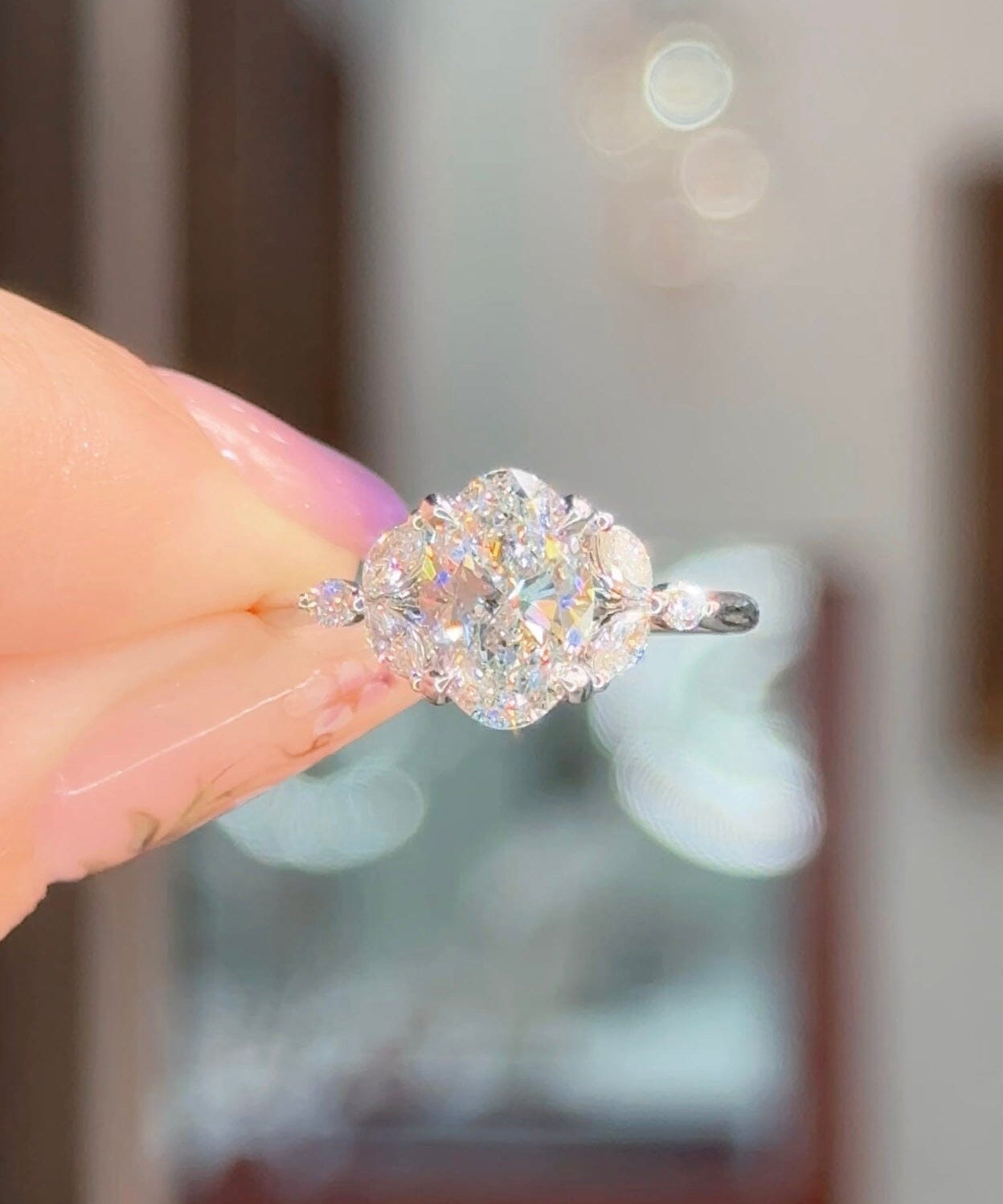 1.50ct E-VS1 Oval Lab Diamond Sarah Engagement Rings Princess Bride Diamonds 