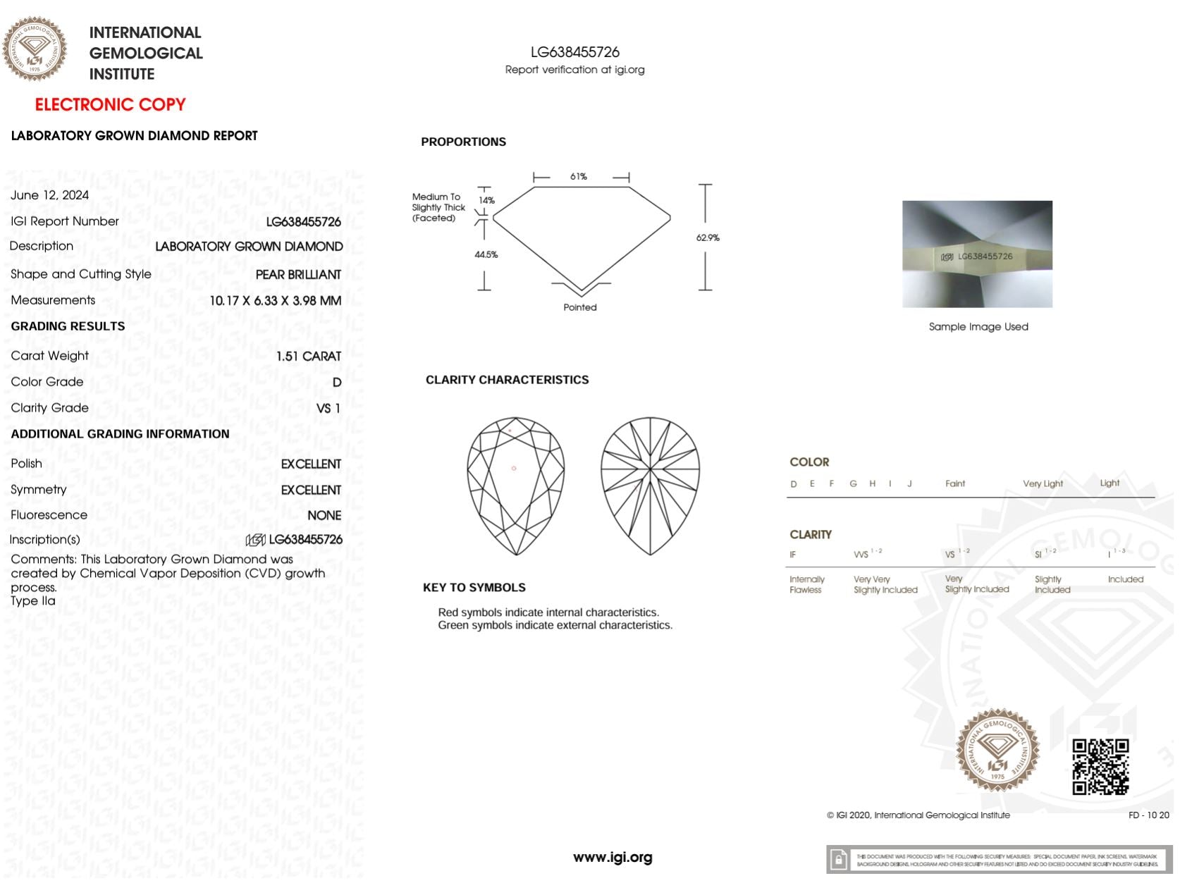 1.51 Carat D-VS1 Pear Lab Grown Diamond - IGI (#48654) Loose Diamond Princess Bride Diamonds 