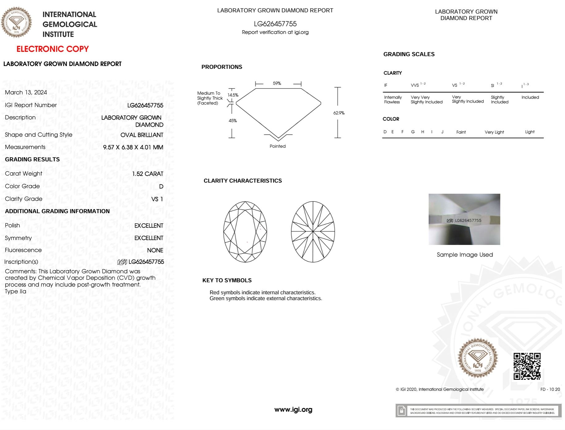 1.52 Carat D-VS1 Oval Lab Grown Diamond - IGI (#50703) Loose Diamond Princess Bride Diamonds 